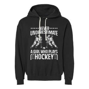 Funny Hockey Art For Girls Hockey Player Sport Lovers Garment-Dyed Fleece Hoodie