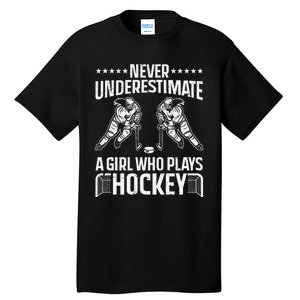 Funny Hockey Art For Girls Hockey Player Sport Lovers Tall T-Shirt