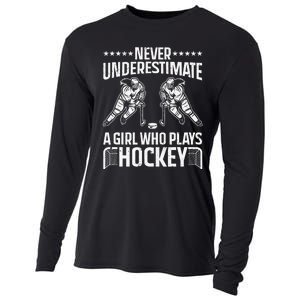 Funny Hockey Art For Girls Hockey Player Sport Lovers Cooling Performance Long Sleeve Crew