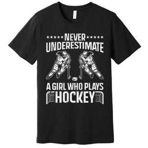 Funny Hockey Art For Girls Hockey Player Sport Lovers Premium T-Shirt