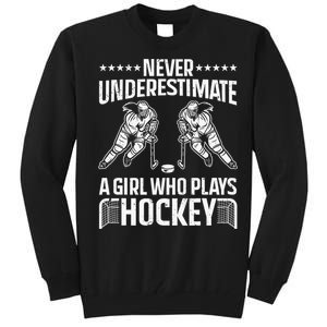 Funny Hockey Art For Girls Hockey Player Sport Lovers Tall Sweatshirt