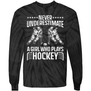 Funny Hockey Art For Girls Hockey Player Sport Lovers Tie-Dye Long Sleeve Shirt