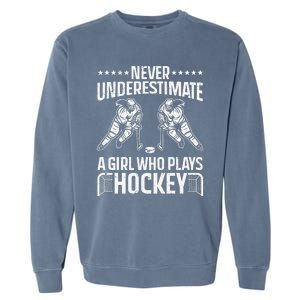 Funny Hockey Art For Girls Hockey Player Sport Lovers Garment-Dyed Sweatshirt