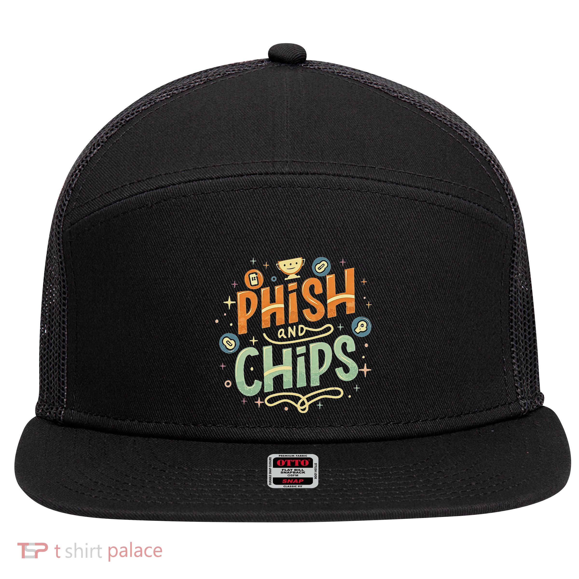 Funny Hackers And Chips 7 Panel Mesh Trucker Snapback Hat