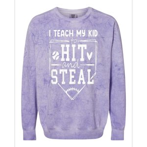 Funny Hit And Steal Baseball Mom Colorblast Crewneck Sweatshirt