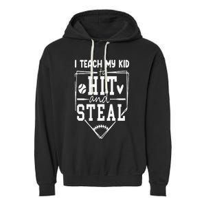 Funny Hit And Steal Baseball Mom Garment-Dyed Fleece Hoodie