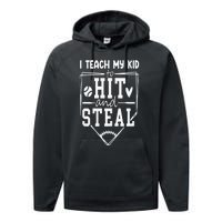 Funny Hit And Steal Baseball Mom Performance Fleece Hoodie