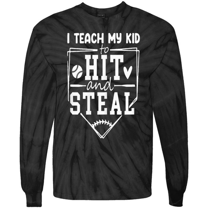 Funny Hit And Steal Baseball Mom Tie-Dye Long Sleeve Shirt