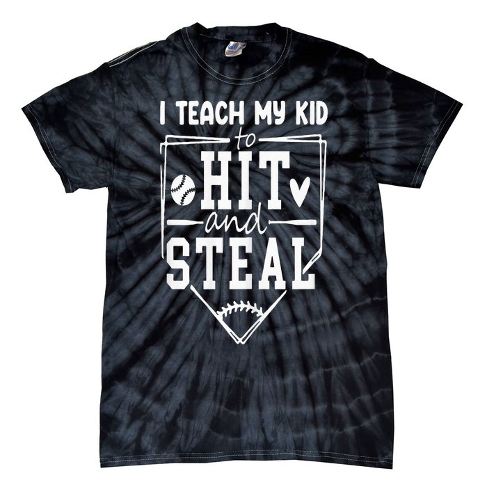 Funny Hit And Steal Baseball Mom Tie-Dye T-Shirt