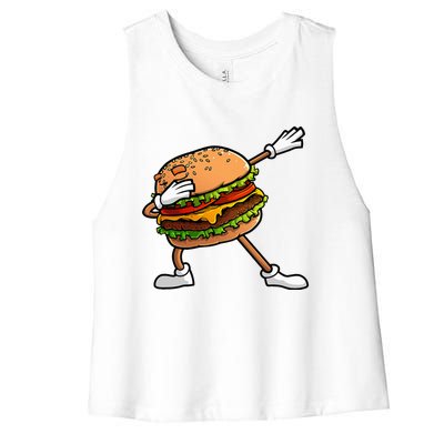 Funny Hamburger Art Women Cheeseburger Lover Women's Racerback Cropped Tank