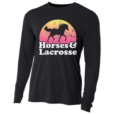 funny Horse and Lacrosse  or Horses Cooling Performance Long Sleeve Crew