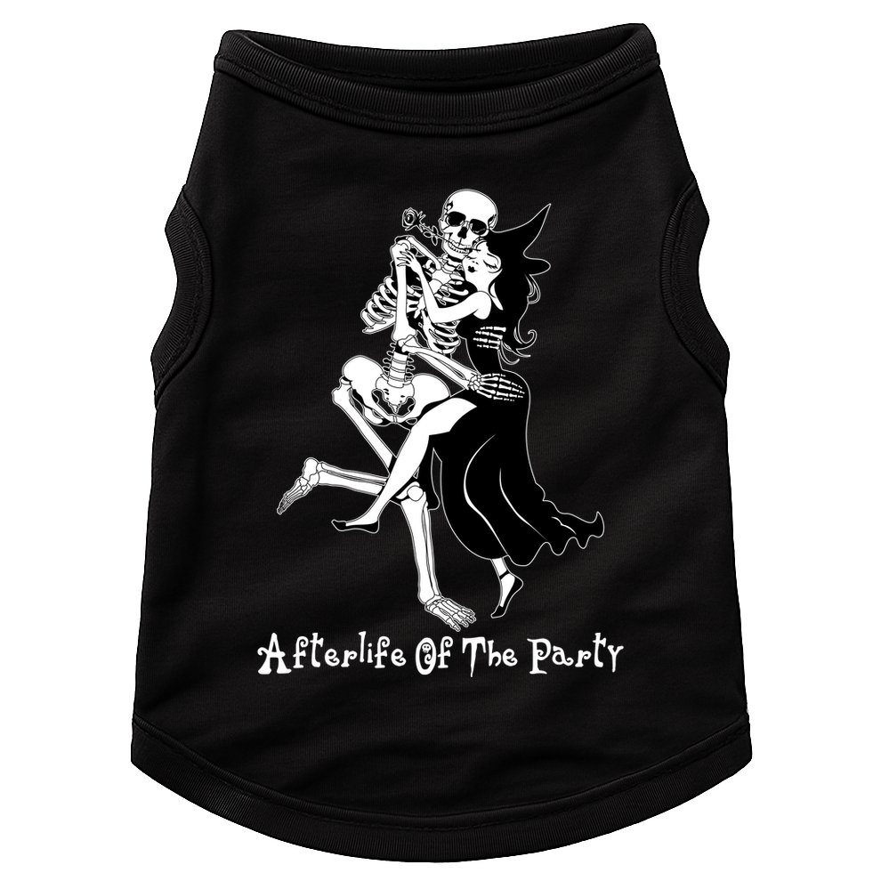 Funny Halloween Afterlife Of The Party Skeleton And Witch Doggie Tank