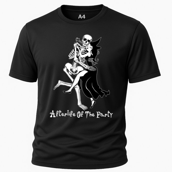 Funny Halloween Afterlife Of The Party Skeleton And Witch Cooling Performance Crew T-Shirt