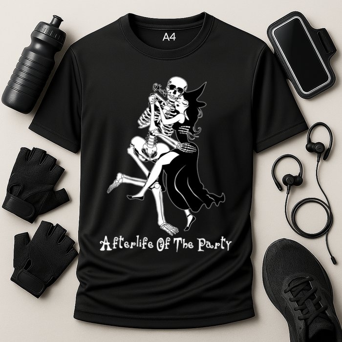 Funny Halloween Afterlife Of The Party Skeleton And Witch Cooling Performance Crew T-Shirt