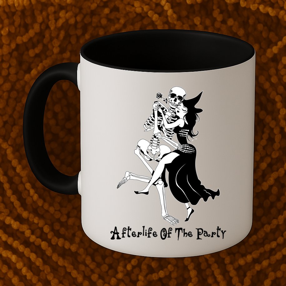 Funny Halloween Afterlife Of The Party Skeleton And Witch Mug