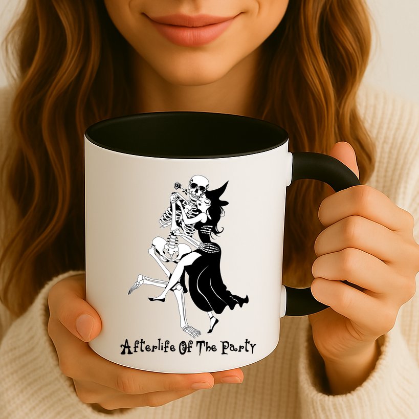 Funny Halloween Afterlife Of The Party Skeleton And Witch Mug