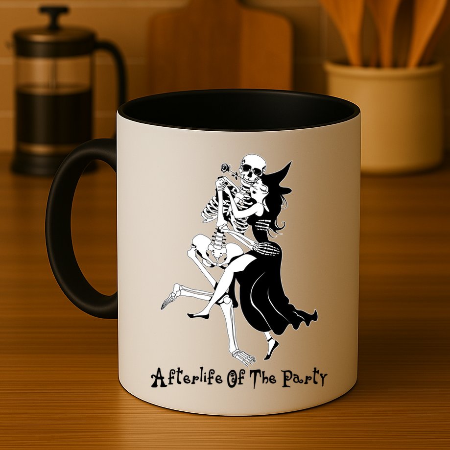 Funny Halloween Afterlife Of The Party Skeleton And Witch Mug