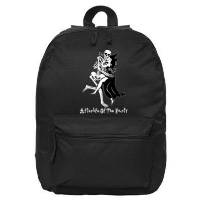 Funny Halloween Afterlife Of The Party Skeleton And Witch 16 in Basic Backpack