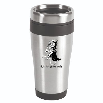 Funny Halloween Afterlife Of The Party Skeleton And Witch 16oz Travel Tumbler