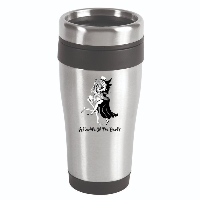 Funny Halloween Afterlife Of The Party Skeleton And Witch 16oz Travel Tumbler