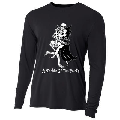 Funny Halloween Afterlife Of The Party Skeleton And Witch Cooling Performance Long Sleeve Crew