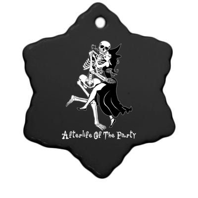 Funny Halloween Afterlife Of The Party Skeleton And Witch Ceramic Star Ornament