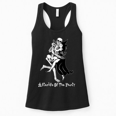 Funny Halloween Afterlife Of The Party Skeleton And Witch Womens Tank Top