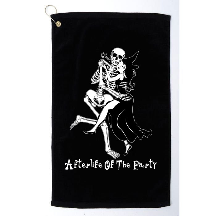 Funny Halloween Afterlife Of The Party Skeleton And Witch Golf Towel