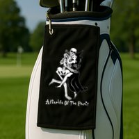 Funny Halloween Afterlife Of The Party Skeleton And Witch Golf Towel