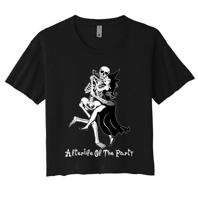 Funny Halloween Afterlife Of The Party Skeleton And Witch Crop Top