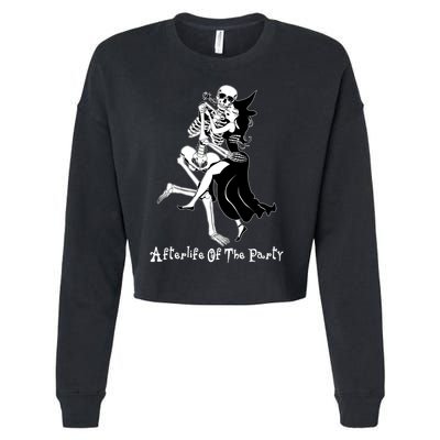 Funny Halloween Afterlife Of The Party Skeleton And Witch Cropped Pullover Crew