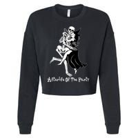 Funny Halloween Afterlife Of The Party Skeleton And Witch Cropped Pullover Crew