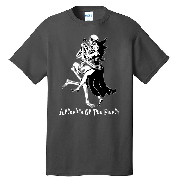 Funny Halloween Afterlife Of The Party Skeleton And Witch Tall T-Shirt