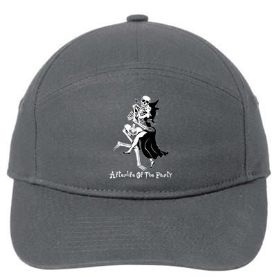 Funny Halloween Afterlife Of The Party Skeleton And Witch 7-Panel Snapback Hat