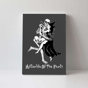 Funny Halloween Afterlife Of The Party Skeleton And Witch Canvas