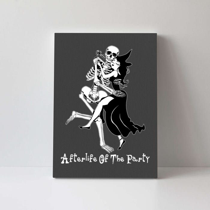 Funny Halloween Afterlife Of The Party Skeleton And Witch Canvas