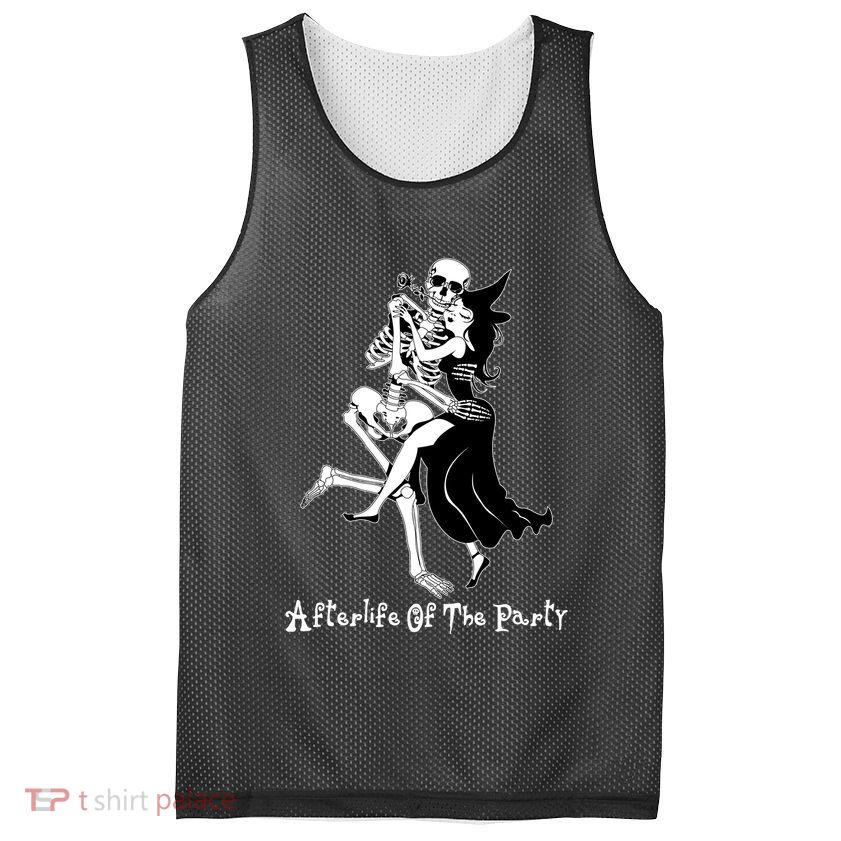 Funny Halloween Afterlife Of The Party Skeleton And Witch Mesh Reversible Basketball Jersey Tank