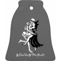 Funny Halloween Afterlife Of The Party Skeleton And Witch Ceramic Bell Ornament