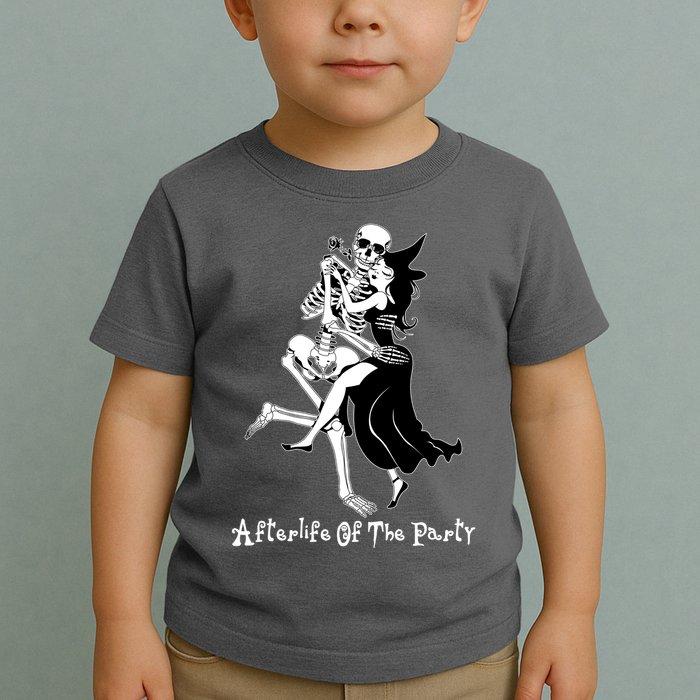 Funny Halloween Afterlife Of The Party Skeleton And Witch Toddler T-Shirt
