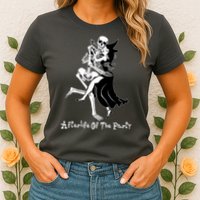Funny Halloween Afterlife Of The Party Skeleton And Witch Womens T-Shirt