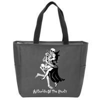 Funny Halloween Afterlife Of The Party Skeleton And Witch Zip Tote Bag