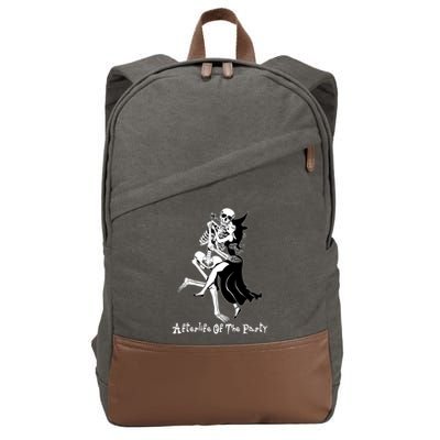 Funny Halloween Afterlife Of The Party Skeleton And Witch Cotton Canvas Backpack