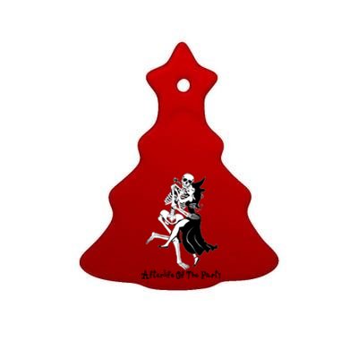 Funny Halloween Afterlife Of The Party Skeleton And Witch Ceramic Tree Ornament