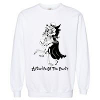 Funny Halloween Afterlife Of The Party Skeleton And Witch Garment-Dyed Sweatshirt