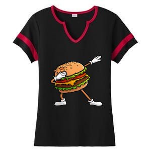 Funny Hamburger Art Cheeseburger Lover Ladies Halftime Notch Neck Tee