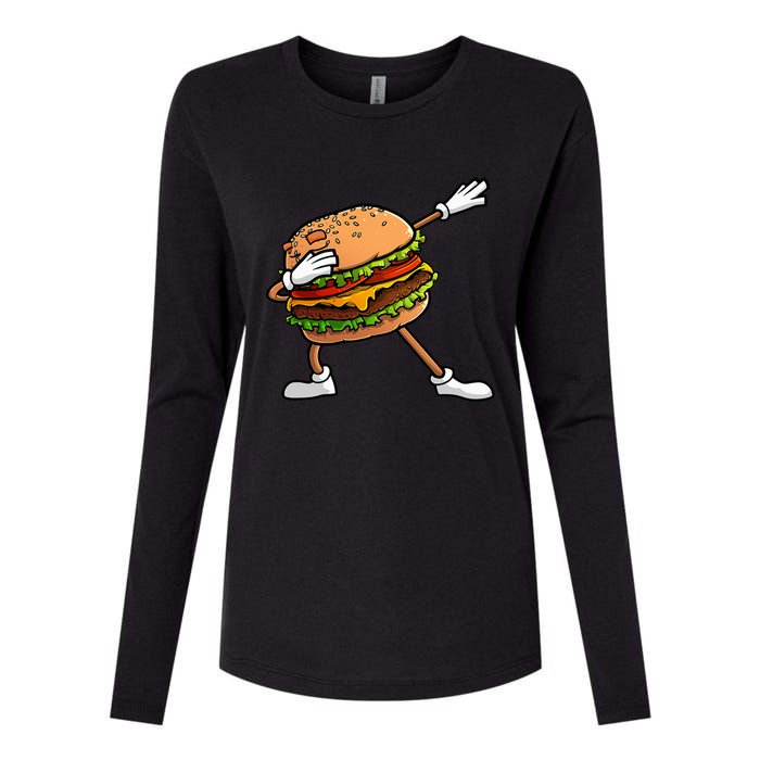 Funny Hamburger Art Cheeseburger Lover Womens Cotton Relaxed Long Sleeve T-Shirt