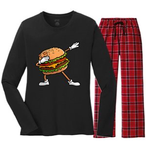 Funny Hamburger Art Cheeseburger Lover Women's Long Sleeve Flannel Pajama Set 