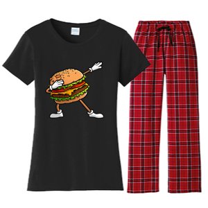 Funny Hamburger Art Cheeseburger Lover Women's Flannel Pajama Set