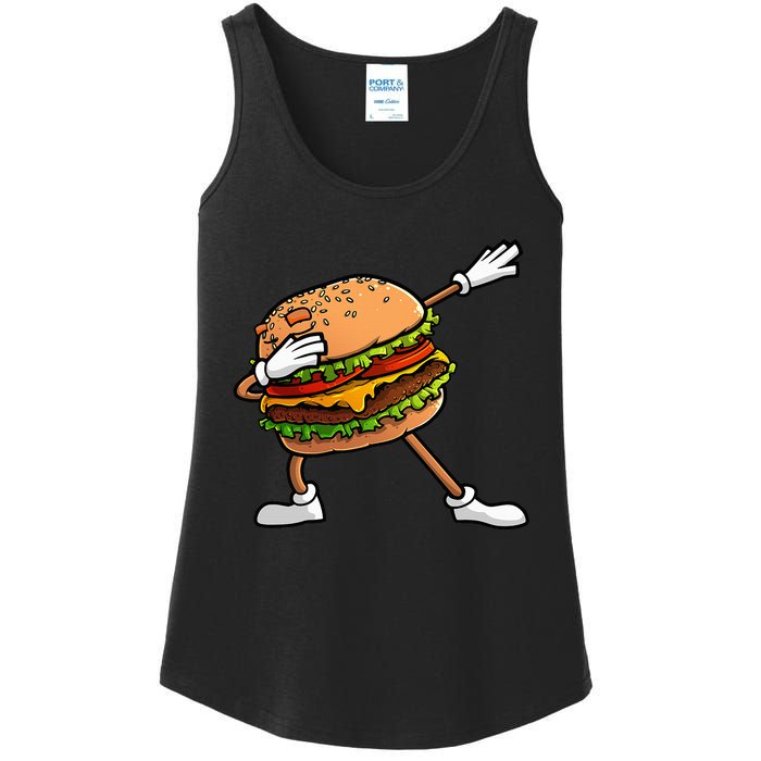 Funny Hamburger Art Cheeseburger Lover Ladies Essential Tank