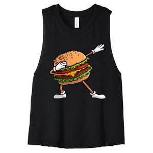 Funny Hamburger Art Cheeseburger Lover Women's Racerback Cropped Tank